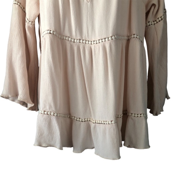 BLOUSE - Women's Wet Seal Baby Pink Cold Shoulder Peasant Style Shirt. Size XL - Picture 5 of 12